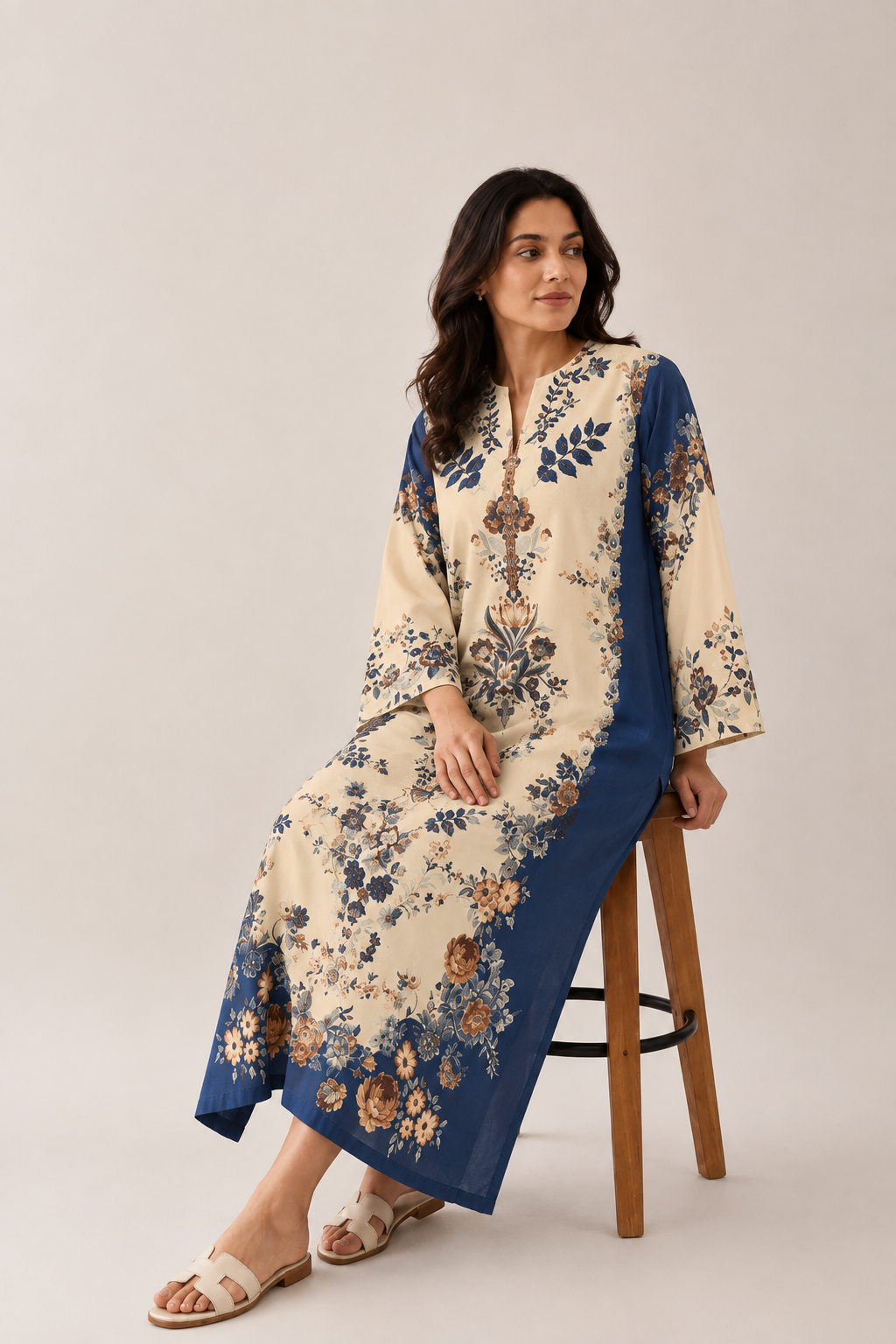 Ocean Blue Kaftan 1PC