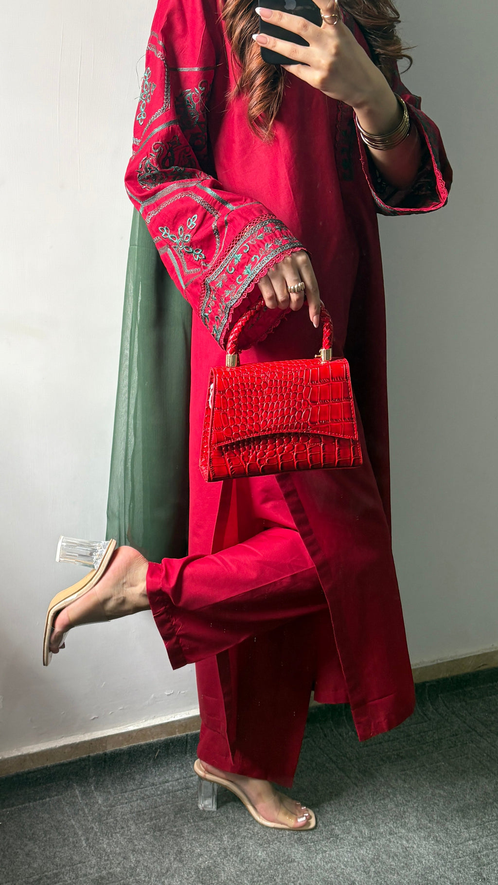 Crimson Allure 3PC Stitched