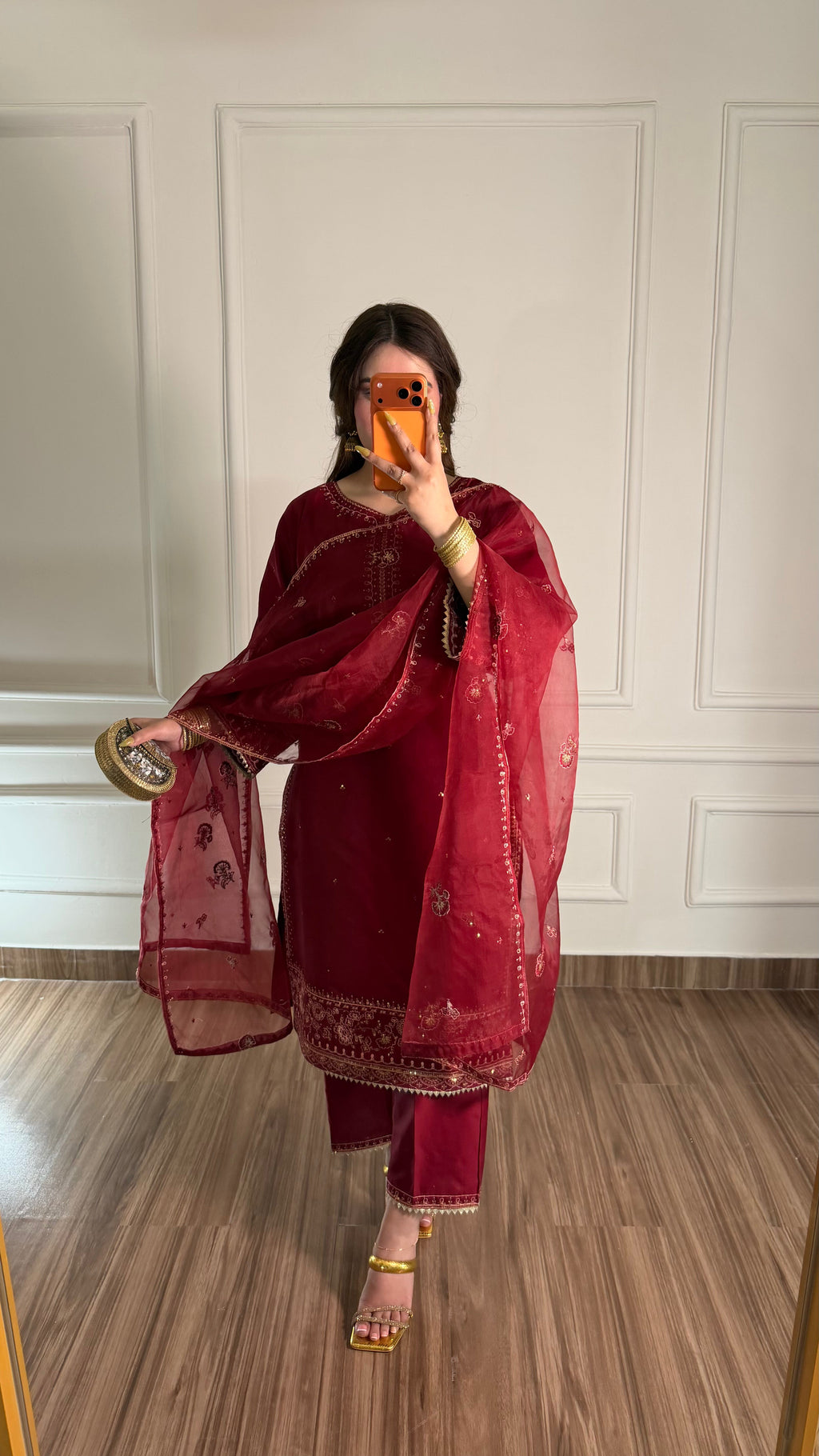 Elmire Maroon 3PC Stitched