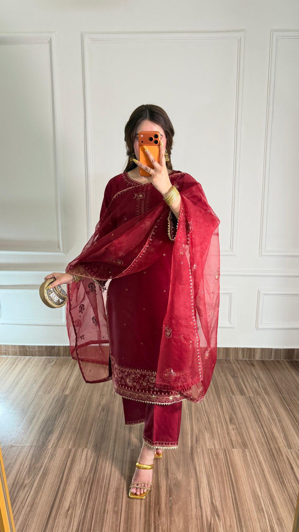 Elmire Maroon 3PC Stitched