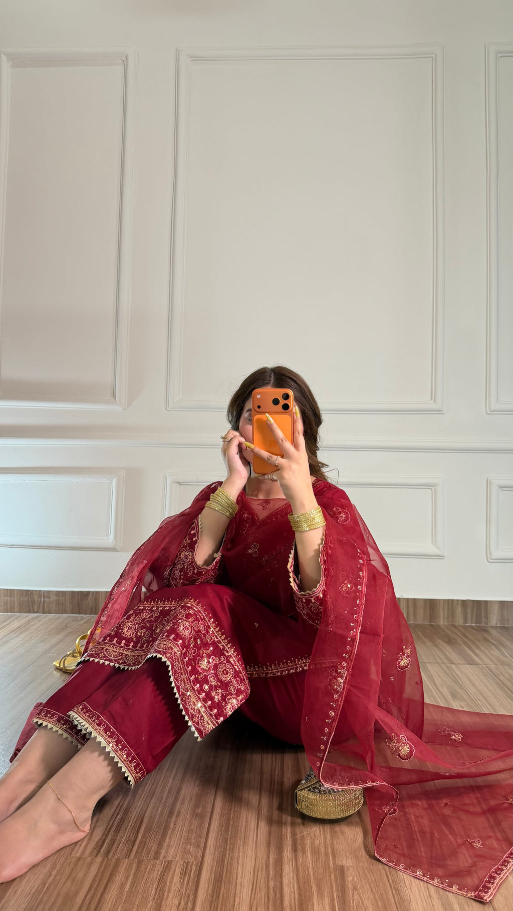 Elmire Maroon 3PC Stitched
