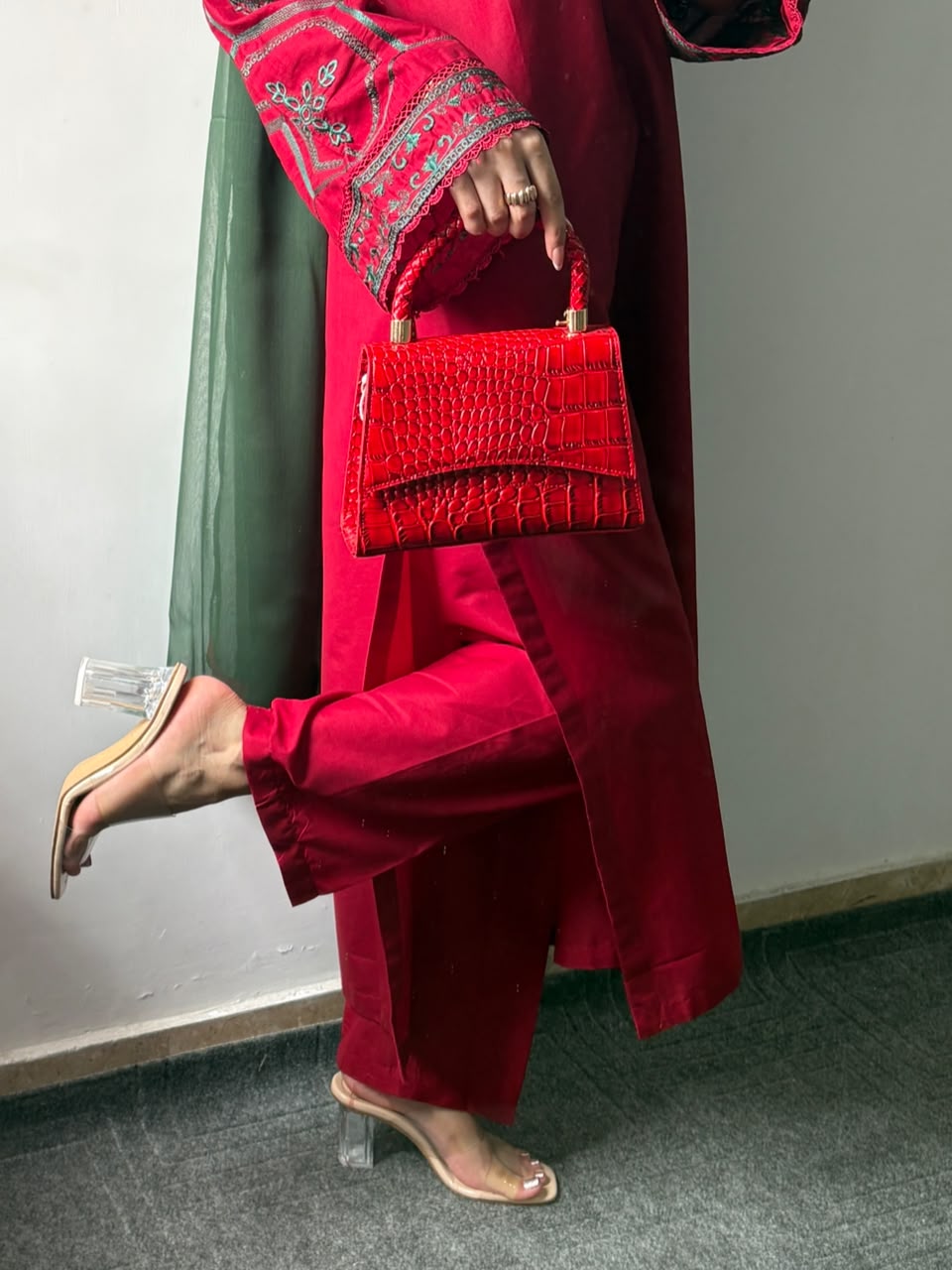 Crimson Allure 3PC Stitched