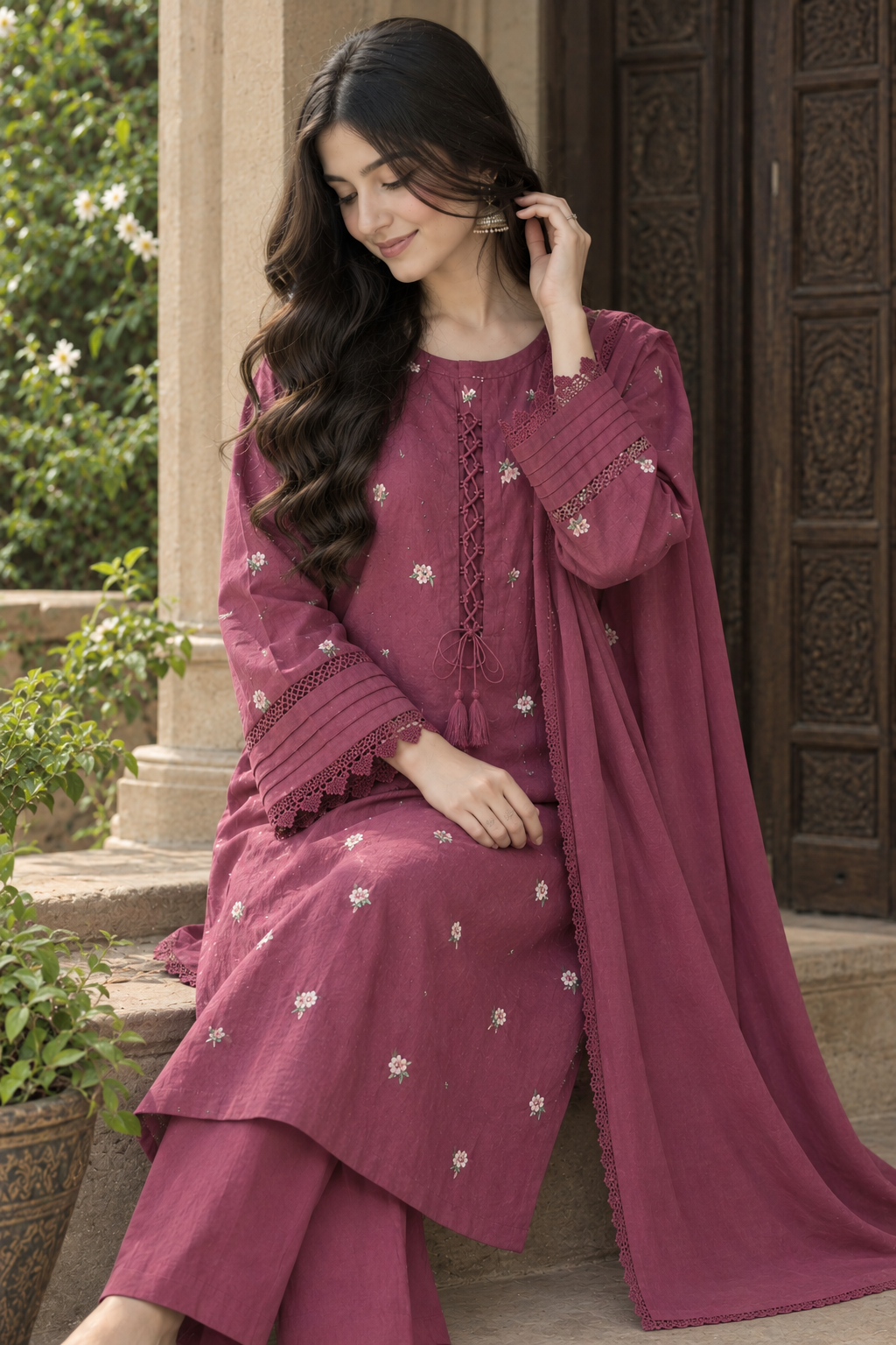 Rapunzel Pink 3PC Stitched