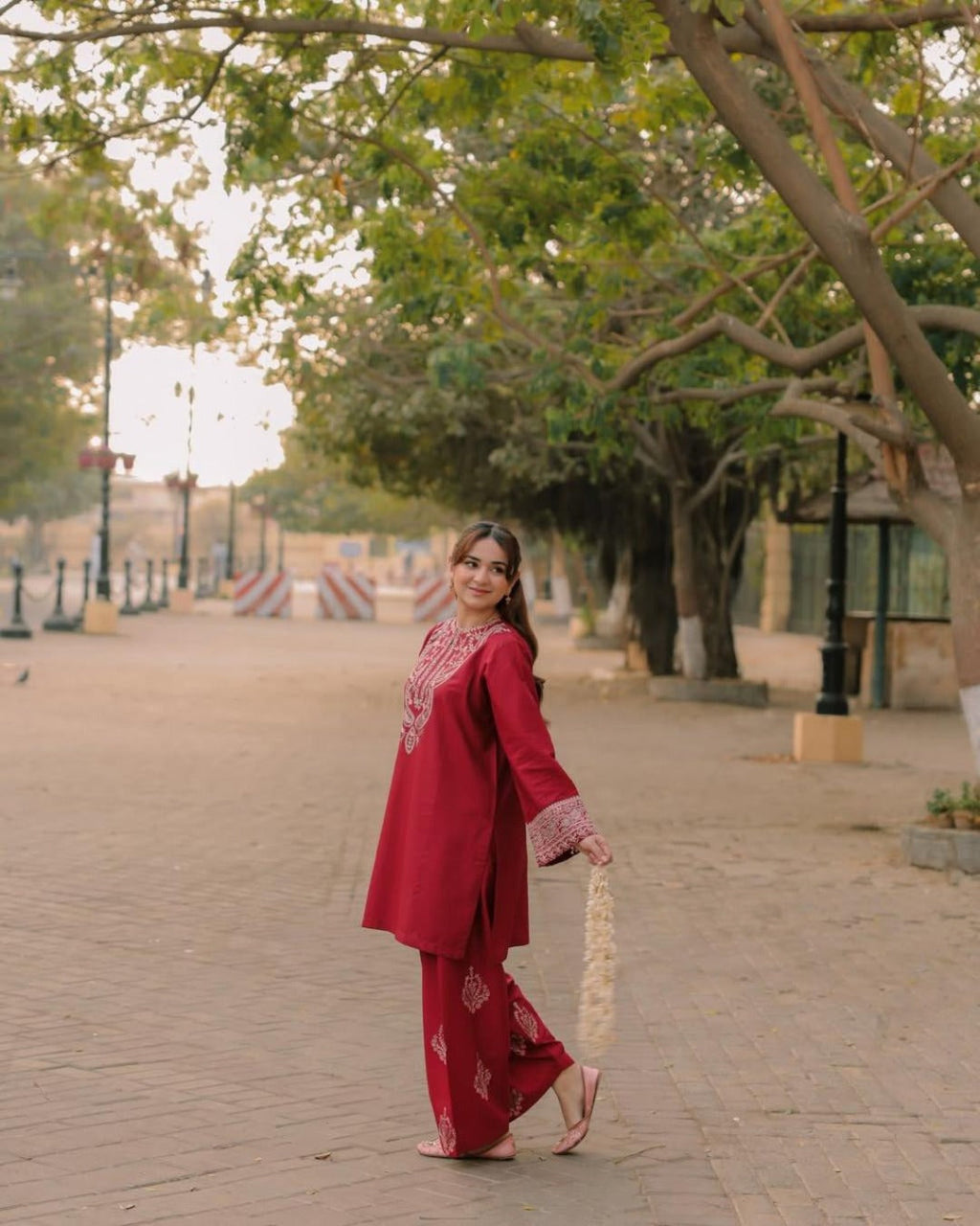 Bela Maroon 2PC Stitched